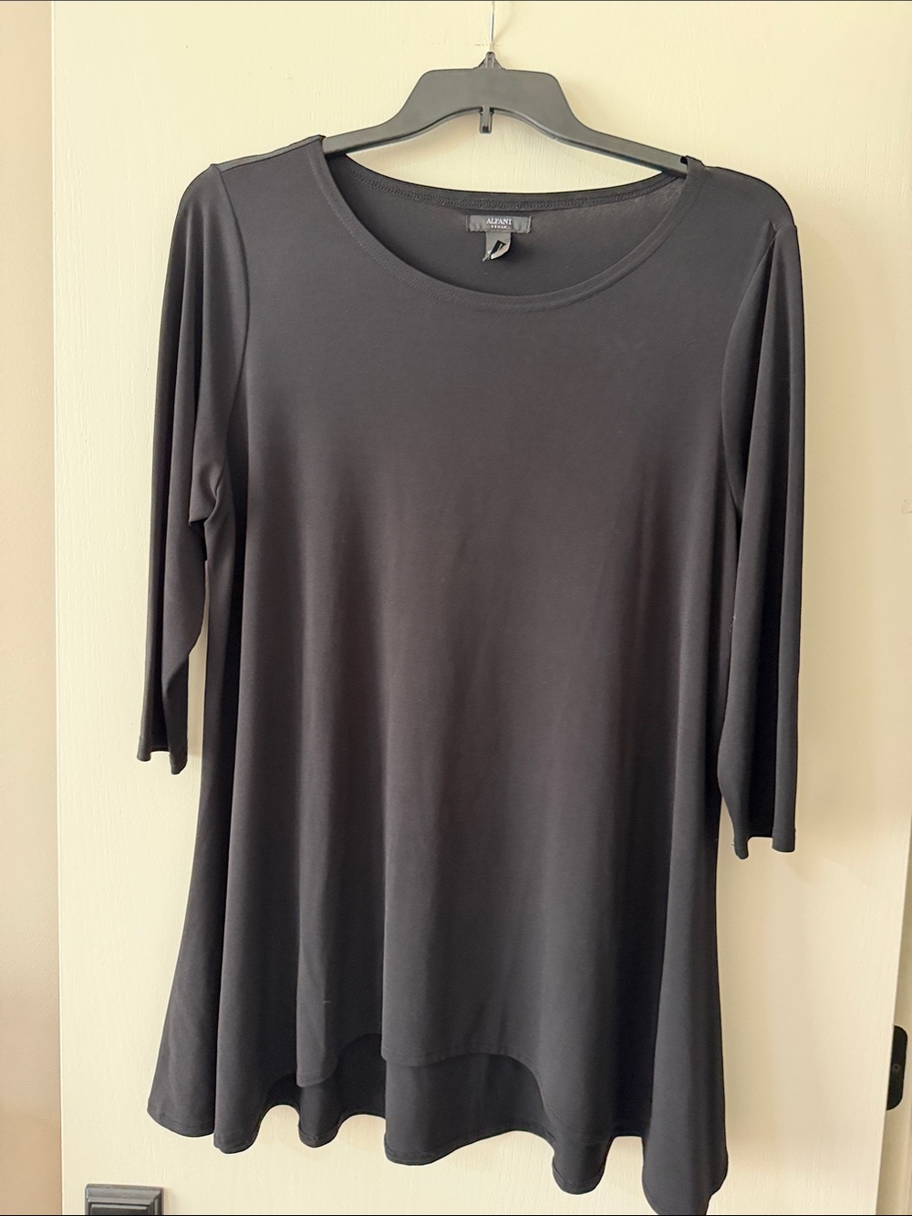 Alfani Black A-Line Tunic with 3/4 Sleeves